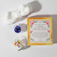 Набор: свеча, мыльные лепестки и повязка на голову &laquo;С 8 марта!&raquo;, аромат ваниль