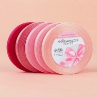 Набор атласных лент, 5 шт, размер 1 ленты: 10 мм × 23 ± 1 м, цвет розовый спектр Набор атласных лент, 5 шт, размер 1 ленты: 10 мм × 23 ± 1 м, цвет розовый спектр