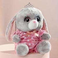 Мягкая игрушка &laquo;Зайка Ла-Пу-Ля в камбинизоне с короной&raquo;, цвет серый, 20см