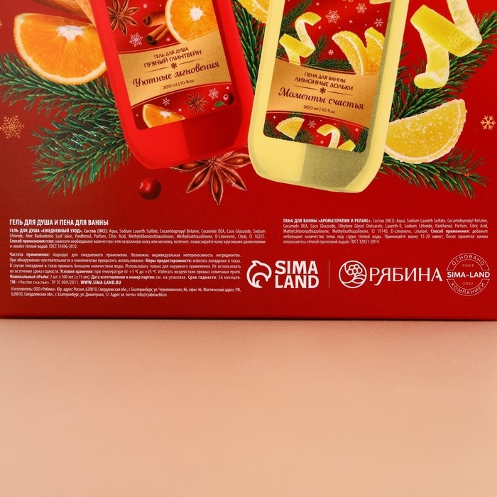 Подарочный набор косметики &laquo;Волшебные ароматы&raquo;, гель для душа и пена для ванны, 2 х 300 мл, аромат пряного глинтвейна и лимонных долек, Новый Год
