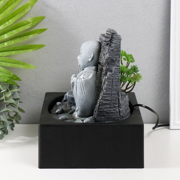 Фонтан настольный от сети, подсветка Фонтан настольный от сети, подсветка "Маленький хотей в каменном городе" 29х21х27 см