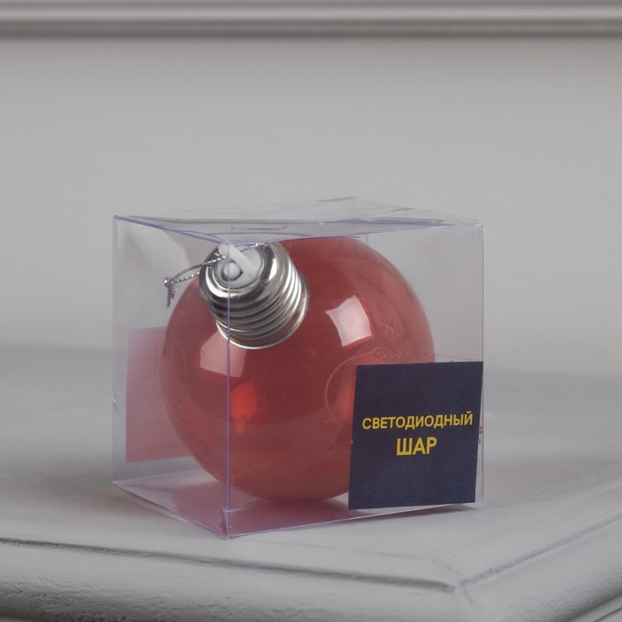 Ёлочный шар &laquo;Дед Мороз&raquo; красный, батарейки, 1 LED, свечение тёплое белое