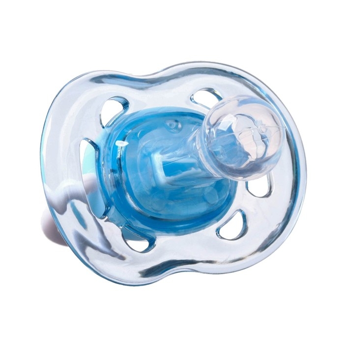 Соска - пустышка силиконовая классическая, от 6 мес., с колпачком, цвет голубой