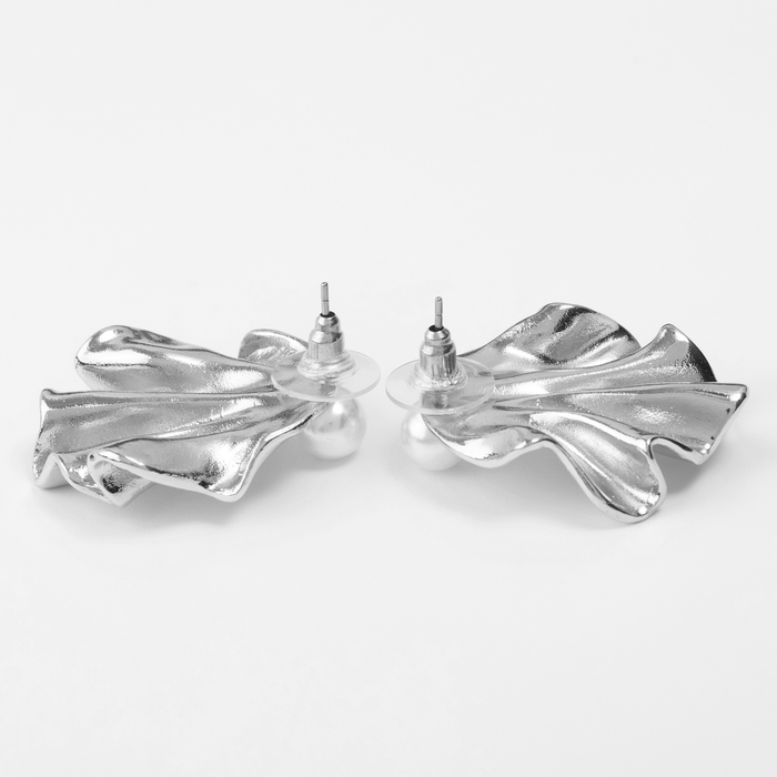 Серьги с жемчугом &laquo;Жемчуг&raquo; ракушка, немо, цвет серебро