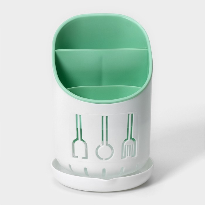 Подставка для столовых приборов Доляна, 3 отделения, 12&times;12&times;9 см, цвет МИКС