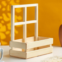 Кашпо деревянное 24,5&times;13,5&times;9/30 см "Букет под окном", с ручкой, натуральный