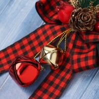 Украшение ёлочное "Новогодний стиль" бант клетка, 12х9 см, красный Украшение ёлочное "Новогодний стиль" бант клетка, 12х9 см, красный