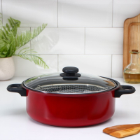 Кастрюля &laquo;Ренард&raquo;, 4 л, с крышкой, сетка фри 26&times;9 см, антипригарное покрытие, цвет красный