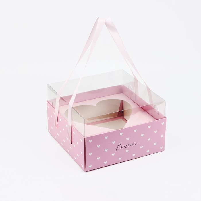 Коробка для цветов с формовым вкладышем и PVC крышкой &laquo;Love&raquo;, 23.5 х 23.5 х 15 см