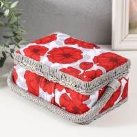 Шкатулка для рукоделия "Красные маки на белом" 18х12х9,5 см