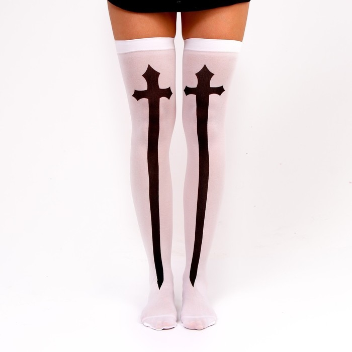 Хэллоуин. Чулки карнавальный аксессуар &laquo;Монашка&raquo;, цвет белый