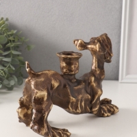 Подсвечник полистоун на 1 свечу "Шарж. Терьер" под бронзу 20х10х14,5 см