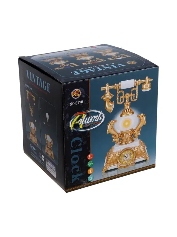 Часы-светильник "Ретро телефон", белый, с будильником, 28.5 х 18 х 18 см