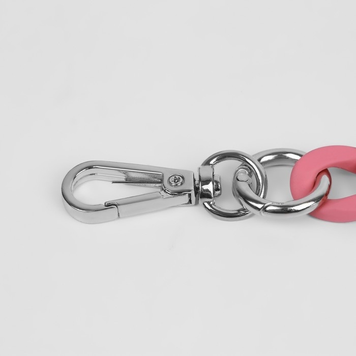 Цепочка для сумки, с карабинами, пластиковая, 23 × 17 мм, 30 см, цвет пыльная роза/серебряный Цепочка для сумки, с карабинами, пластиковая, 23 × 17 мм, 30 см, цвет пыльная роза/серебряный