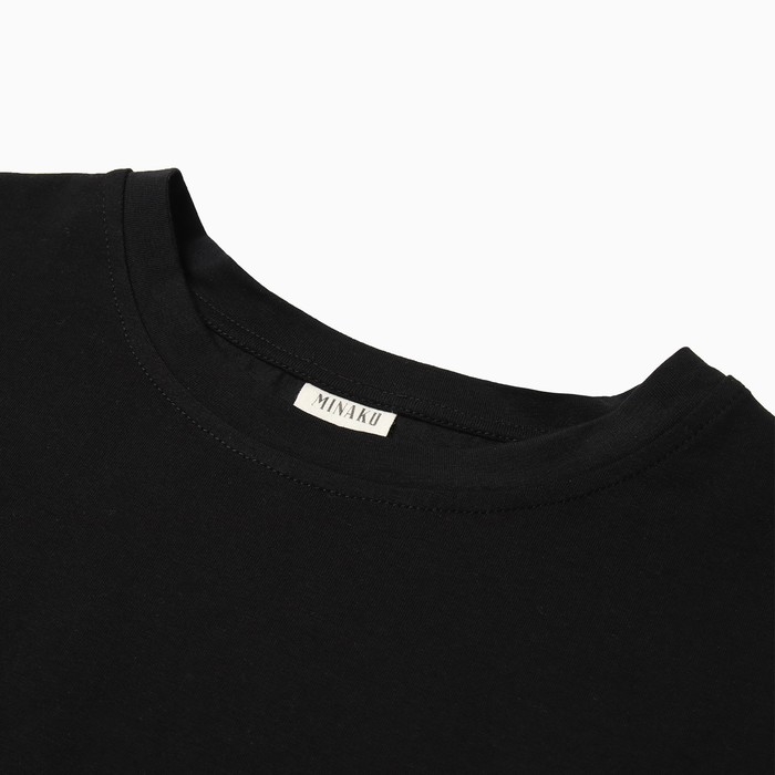 Футболка женская с кулиской MINAKU REGULAR FIT: цвет чёрный, р-р 44 Футболка женская с кулиской MINAKU REGULAR FIT: цвет чёрный, р-р 44