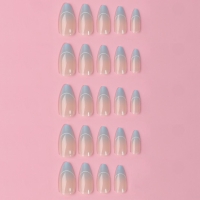 Накладные ногти &laquo;French&raquo;, 24 шт, с клеевыми пластинами, форма миндаль, цвет бежевый/голубой