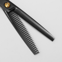 Ножницы филировочные с упором &laquo;Premium&raquo;, загнутые кольца, лезвие &mdash; 6 см, цвет чёрный