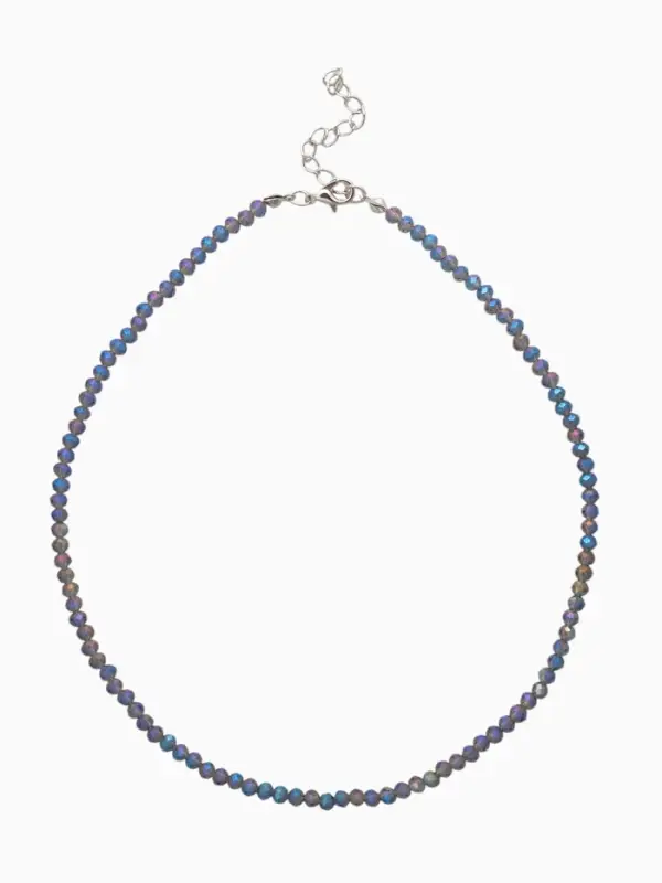 Чокер из бисера &laquo;Хрусталь&raquo;, серый в серебре, 37 см + 5 см доп, цепочка