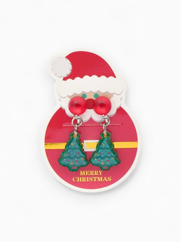 Клипсы детские "Выбражулька" ёлка, круг, цвет зелено-красный