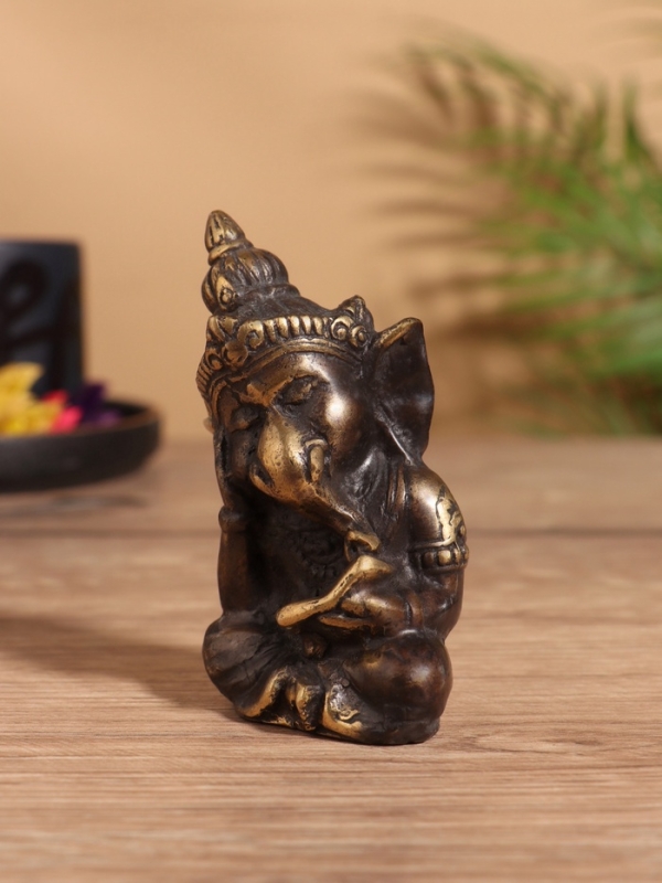 Сувенир бронза "Ганеша с книгой" 6х4х8 см