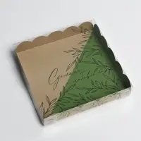 Коробка для печенья, кондитерская упаковка с PVC крышкой, &laquo;Крафт&raquo;, 18 х 18 х 3 см