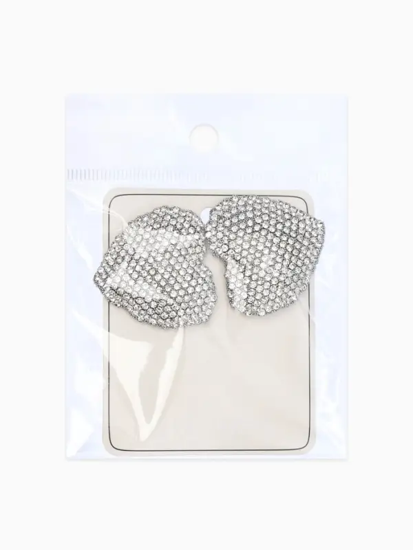 Серьги "Сияние вечера" сердце, цвет белый в серебре