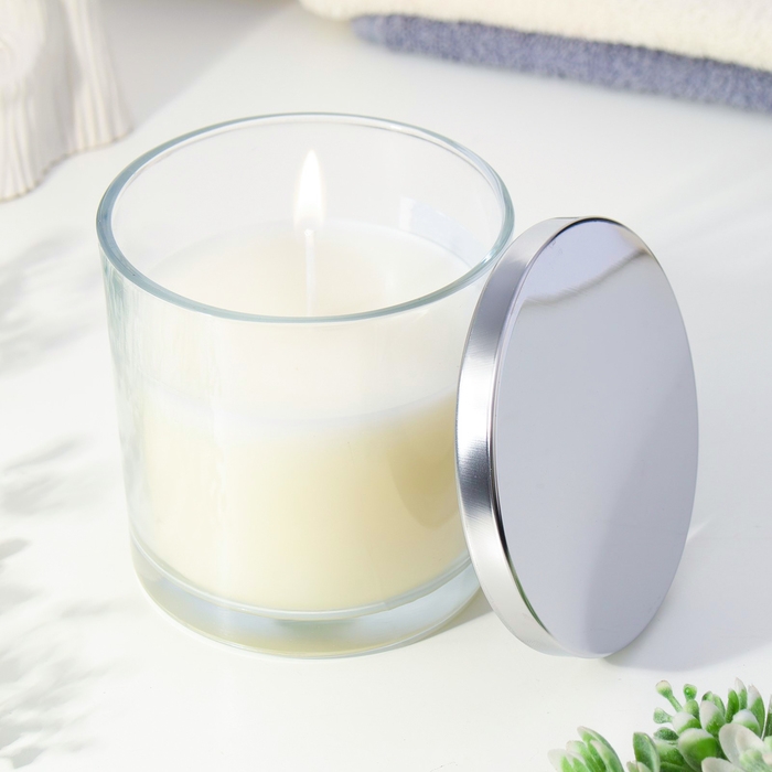 Свеча ГИГАНТ ароматическая в стакане Свеча ГИГАНТ ароматическая в стакане "Свежесть и хлопок", соевый воск, 10х10 см