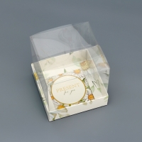 Коробка сборная с PVC крышкой, "Ромашки", 10 х 10 х 10 см. Кондитерская упаковка Коробка сборная с PVC крышкой, "Ромашки", 10 х 10 х 10 см. Кондитерская упаковка