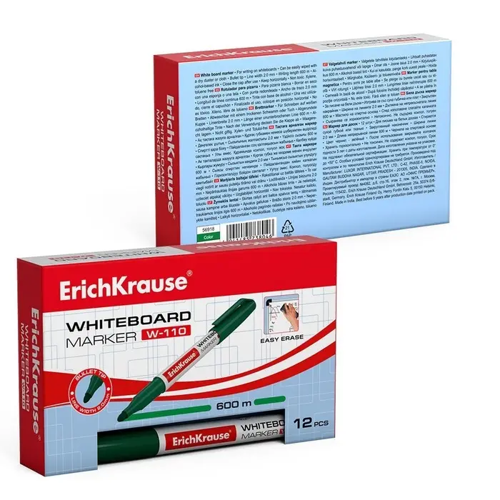 Маркер для доски, 2,0 мм, ErichKrause W-110, круглый, зелёный