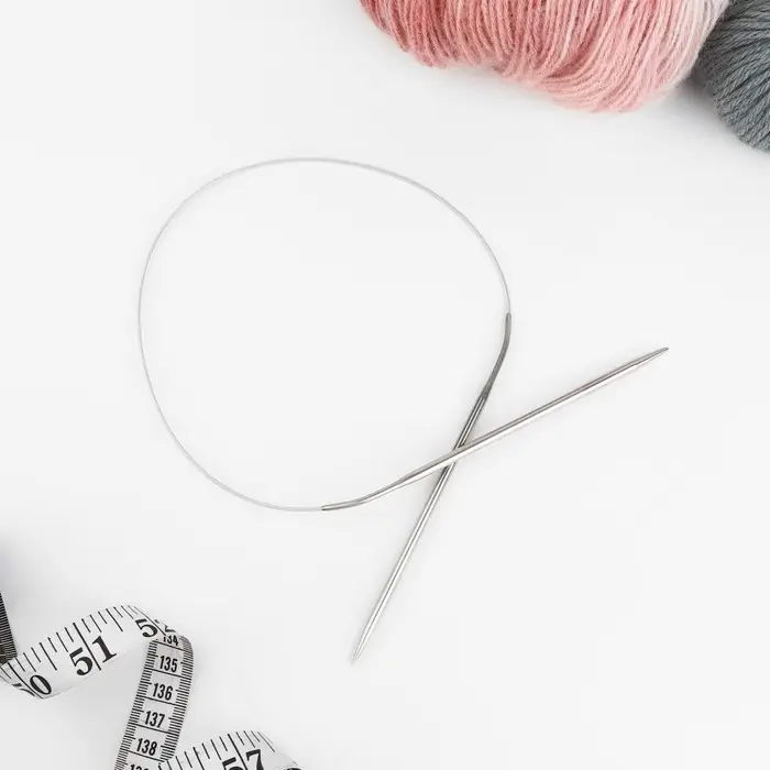 Спицы круговые, для вязания, с металлическим тросом, d=4 мм, 14/60 см