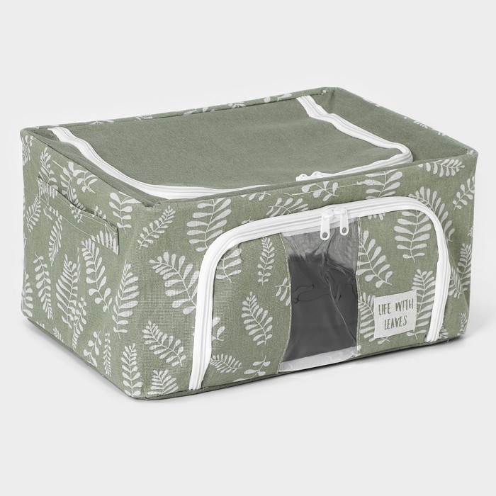 Кофр для хранения вещей Доляна Leaves, 39&times;29&times;20 см, 24 литра, цвет зелёный