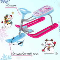 Снегокат &laquo;Тимка спорт 1 Единорог&raquo;, ТС1-М/ЕР, цвет голубой/серый/розовый