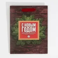 Пакет подарочный новогодний ламинированный Happy New Year, MS 18 х 23 х 10 см