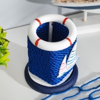 Карандашница "Морской стиль" круглая 10*8,5см , микс