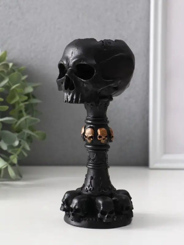 Подсвечник &laquo;Череп на ножке&raquo;, 16&times;6.5&times;7.5 см, чёрный