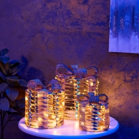 Фигура световая "Подарки цилиндр бежевые", 25х20х15 см, 90 LED, батарейки ААх8 (не в компл.), свечение тёплое белое Фигура световая "Подарки цилиндр бежевые", 25х20х15 см, 90 LED, батарейки ААх8 (не в компл.), свечение тёплое белое