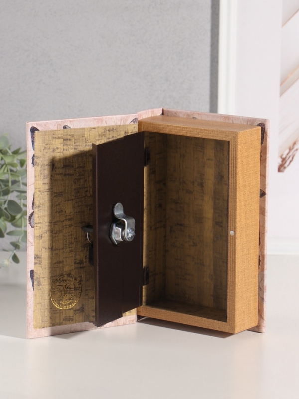 Сейф-книга дерево кожзам "Синие бабочки" 21х13х5 см