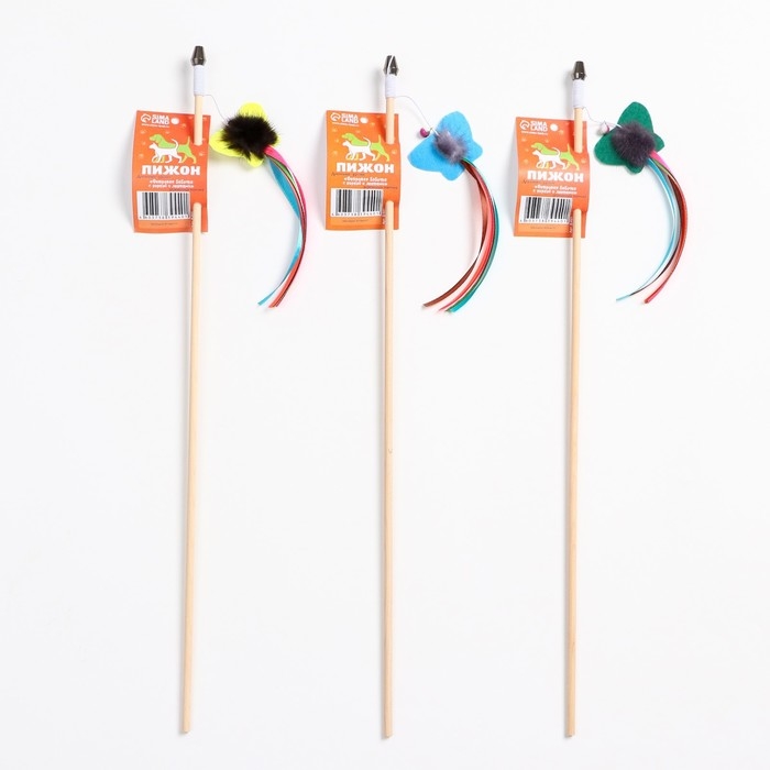 Дразнилка - удочка Дразнилка - удочка "Фетровая бабочка с норкой и лентами" на деревянной палочке, микс цветов