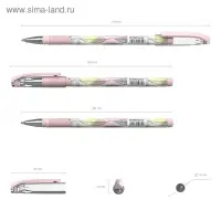 Ручка шариковая ErichKrause ColorTouch Flora, узел 0.7 мм, чернила синие, резиновый держатель, длина линии письма 2000 метров