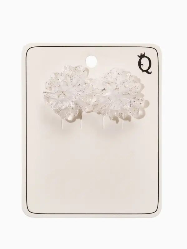 Серьги "Цветок ажурный воздушный", цвет прозрачный белый с блестками