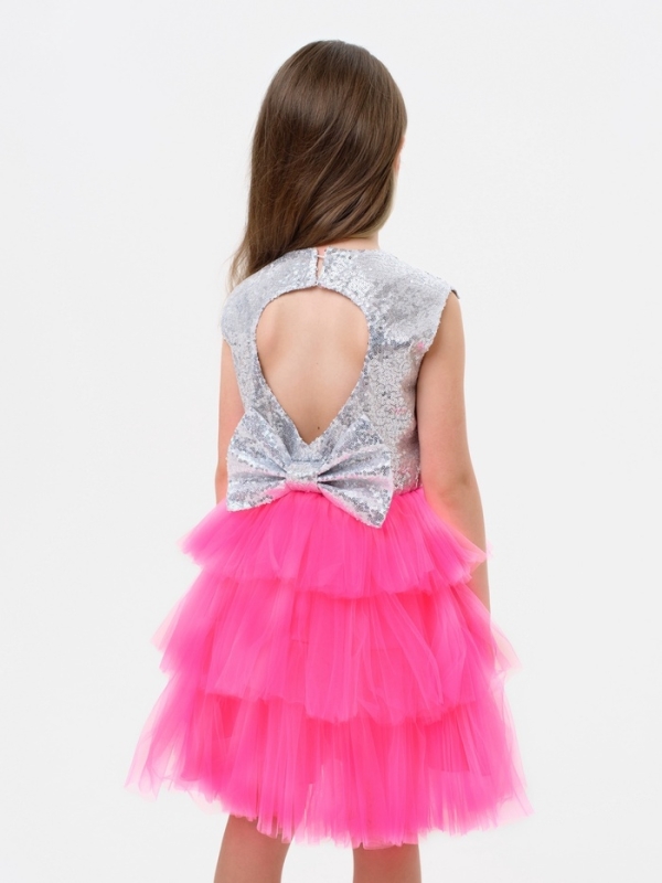 Платье детское с пайетками KAFTAN, размер 34 (122-128 см), ярко-розовый