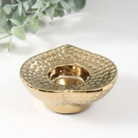 Подсвечник керамика на 1 свечу "Сердце" d=4 см золото 10,2х10,2х4,3 см