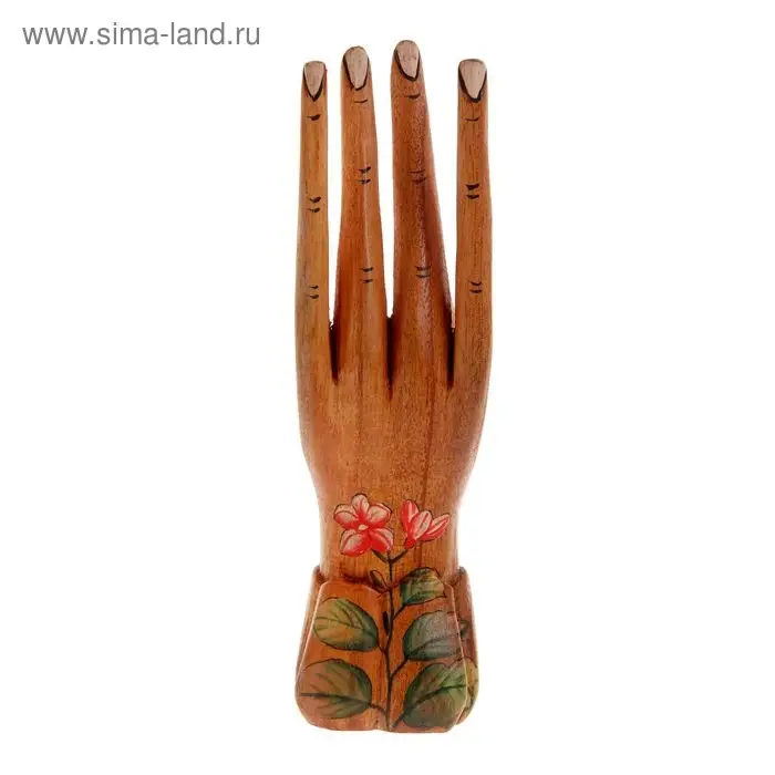 Подставка для колец дерево "Рука роспись" 20 см