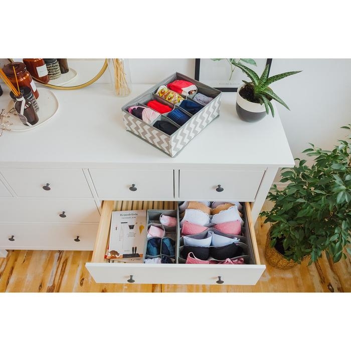 Органайзер для хранения белья &laquo;Зигзаг&raquo;, 8 ячеек, 32&times;24&times;12 см, цвет серый