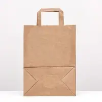 Пакет крафт без печати 22 х 12 х 25 см, плоская ручка