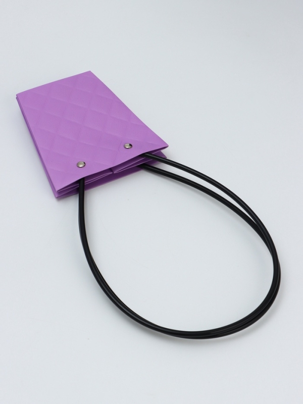 Сумка для цветов тиснение сиреневая влагостойкая, 12x12-8x8-12.5 см