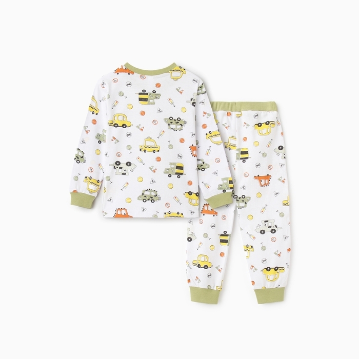 Пижама для мальчика (лонгслив/брюки), цвет белый/машины, рост 104 см Пижама для мальчика (лонгслив/брюки), цвет белый/машины, рост 104 см