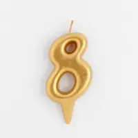 Свеча для торта цифра &laquo;Овал&raquo; золотая 8, большая, 5.5 см