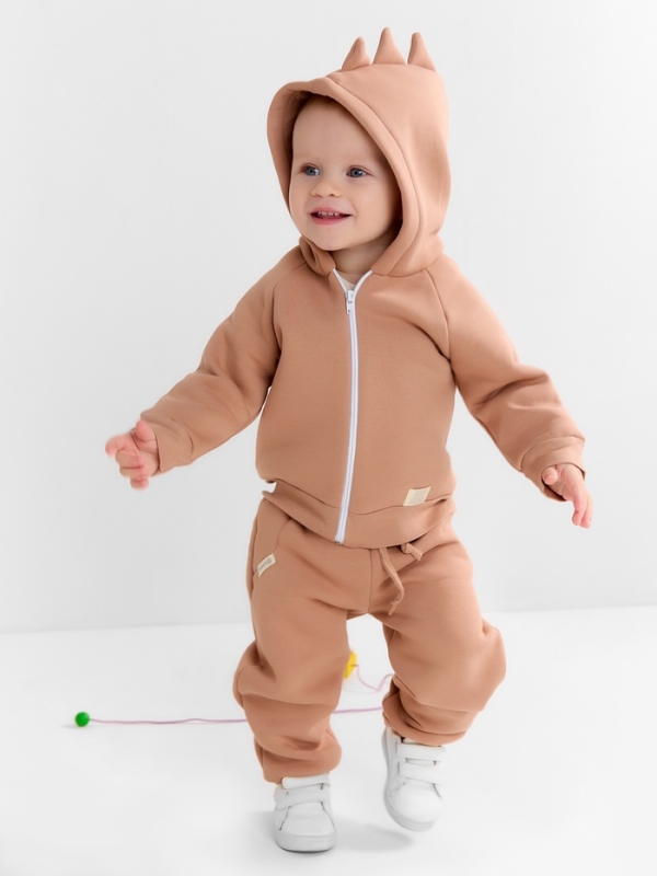 Костюм: толстовка и брюки Крошка Я Dino, рост 62-68, коричневый