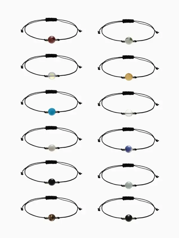 Браслет-оберег &laquo;Нить судьбы&raquo; шар №8 (неделимая фасовка 12 шт., цена за шт.), цветной в золоте